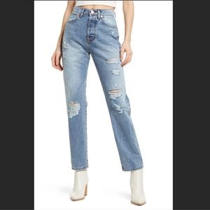 NWT Bancroft High Waist Distressed Nonstretch Mom Jeans Madison sz 32 12 $148